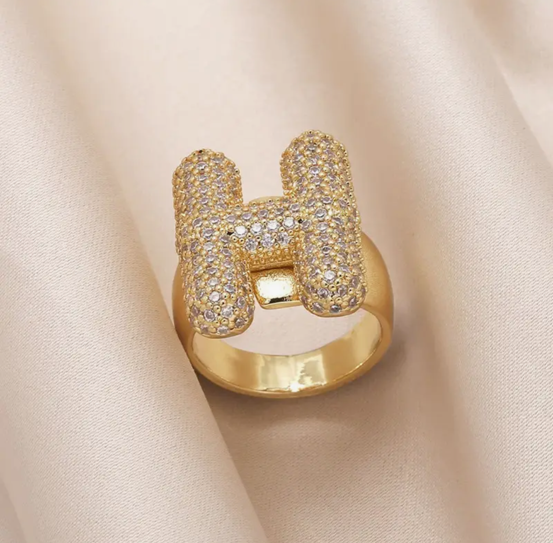 Bubble Initial Bling Rings