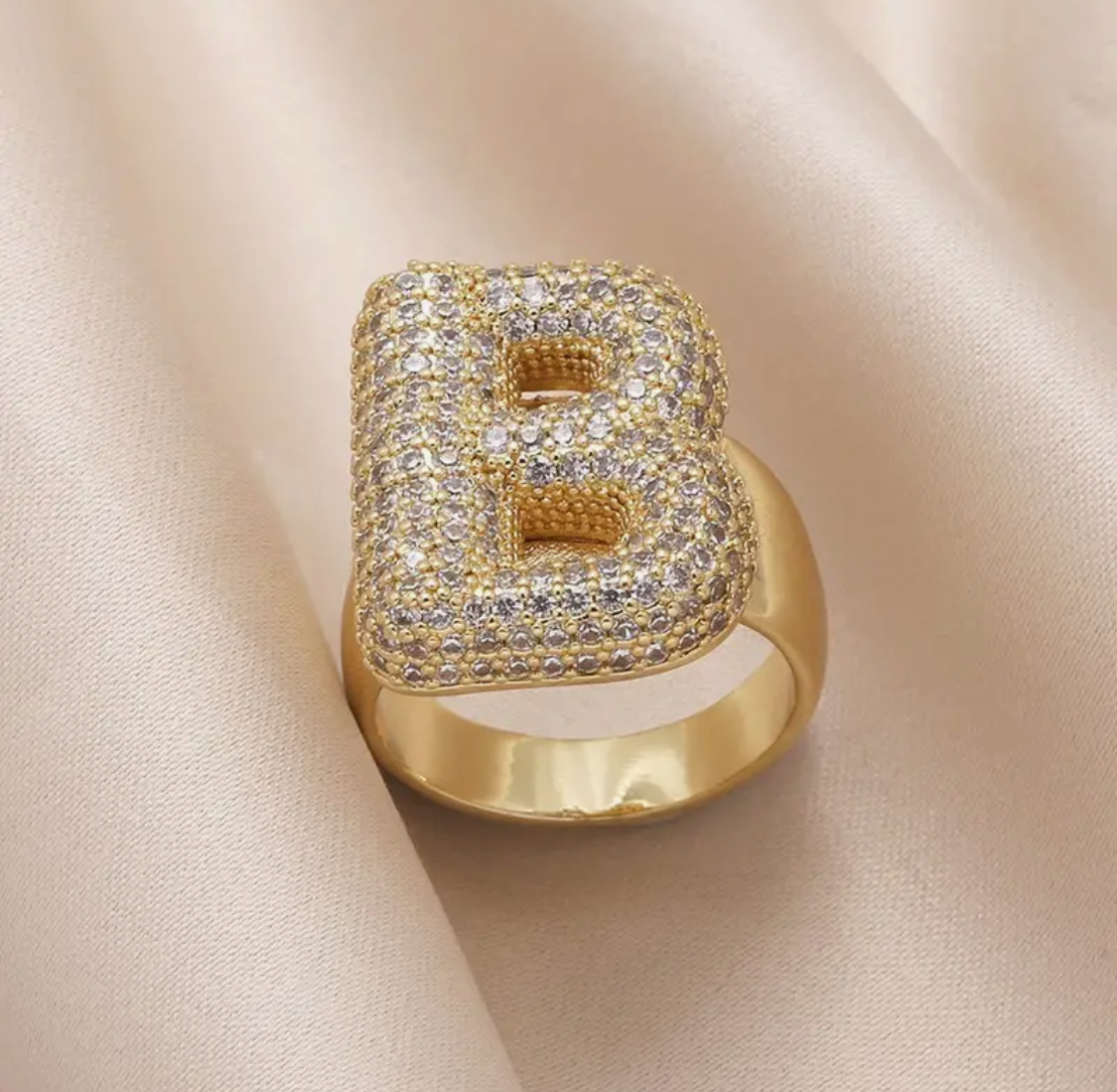 Bubble Initial Bling Rings