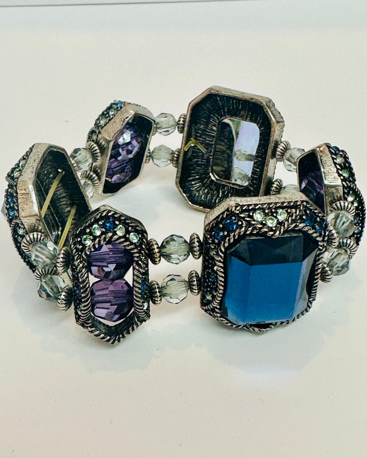 Vintage Emerald Cut Multi Panel Bracelet