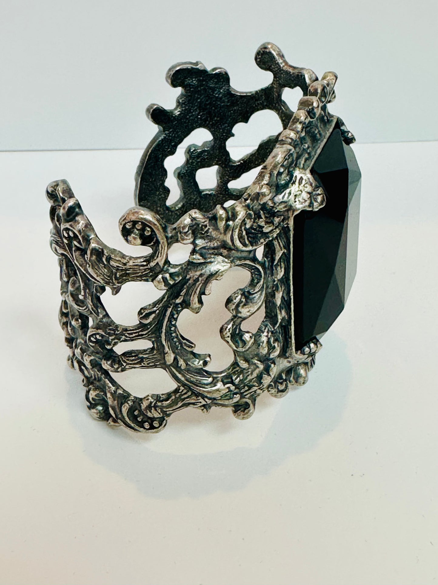 Vintage Gothic Silver Statement Cuff