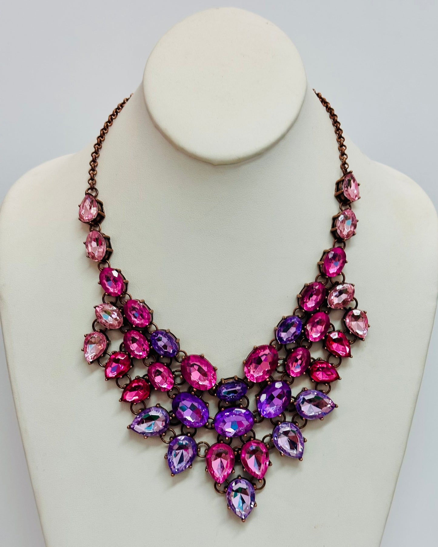 Vintage Glass Teardrop Bib Necklace