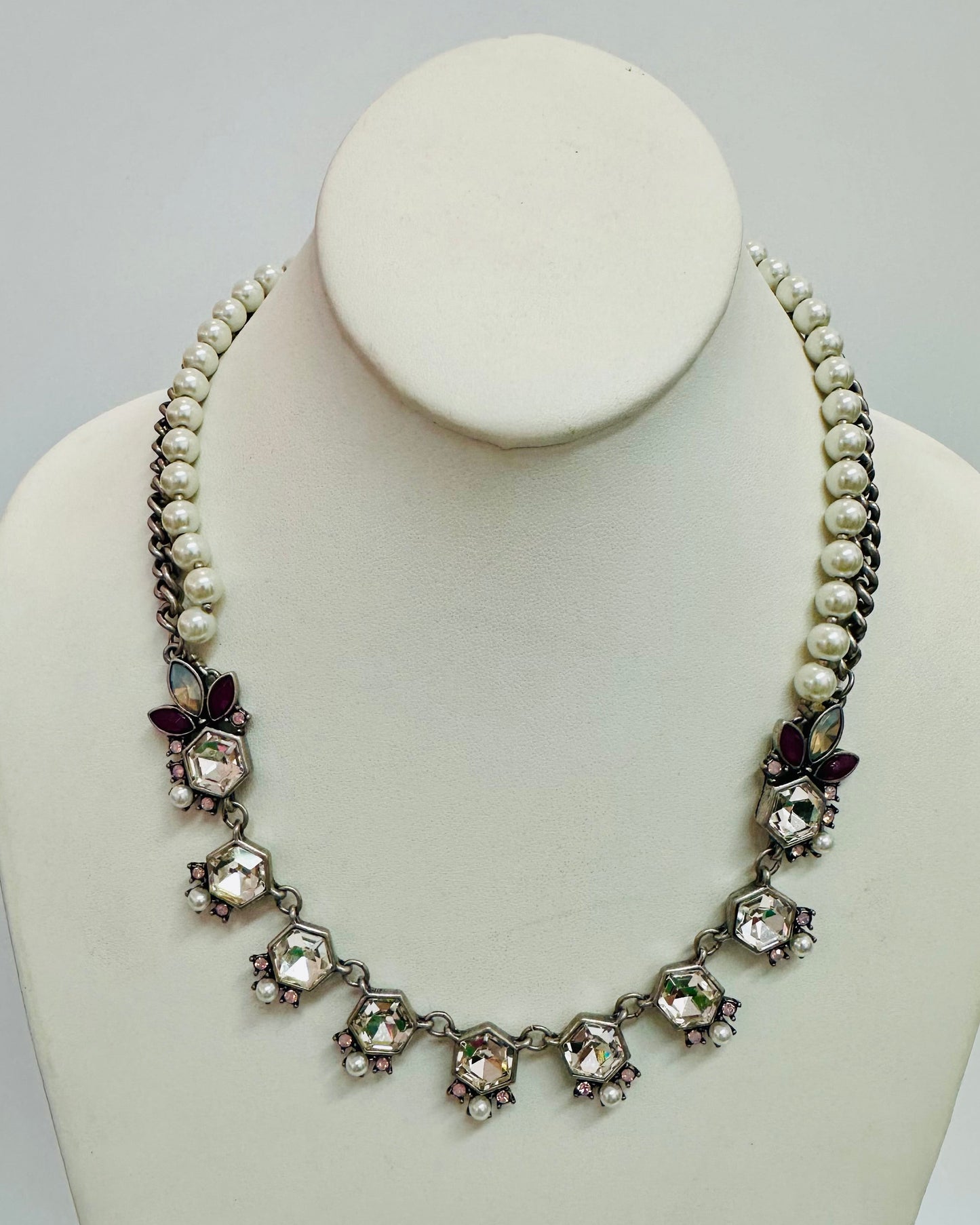 Vintage Glass Floral Statement Necklace