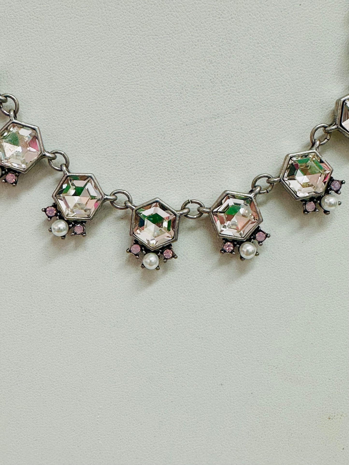 Vintage Glass Floral Statement Necklace
