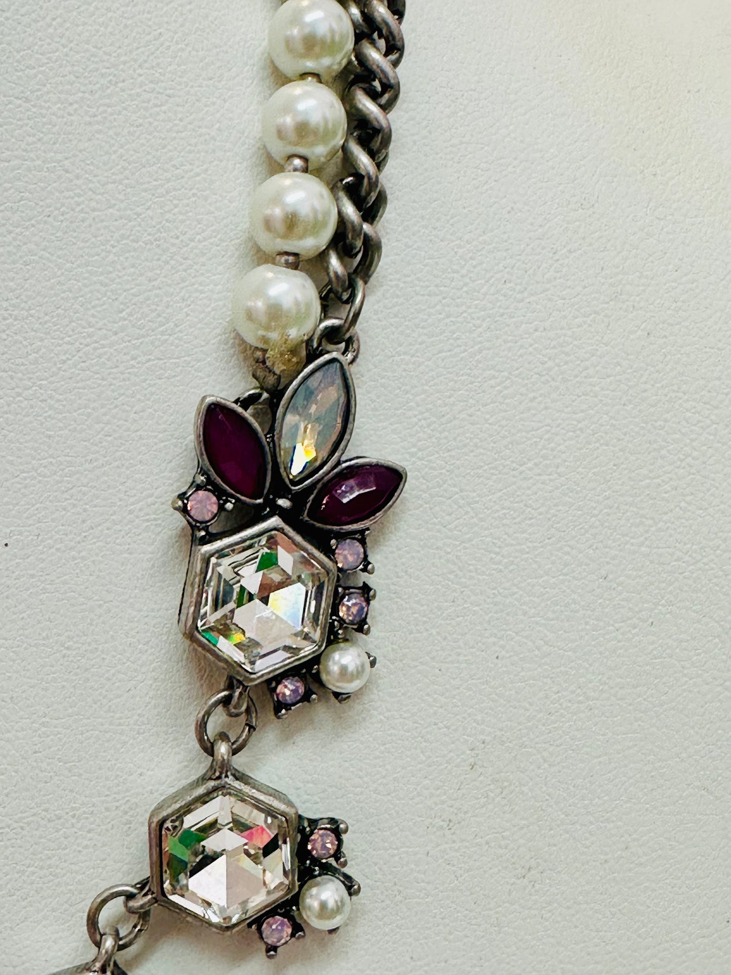 Vintage Glass Floral Statement Necklace