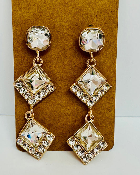 Cushion Cut Clear Drop Earrings