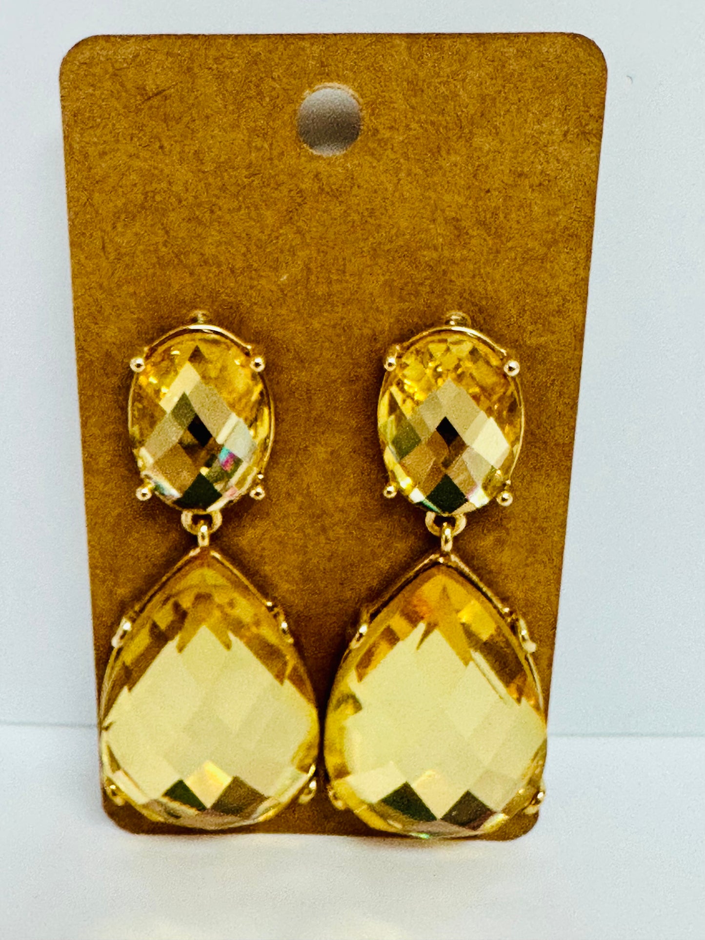 Vintage 1980s Canary Glass Drop Earrings