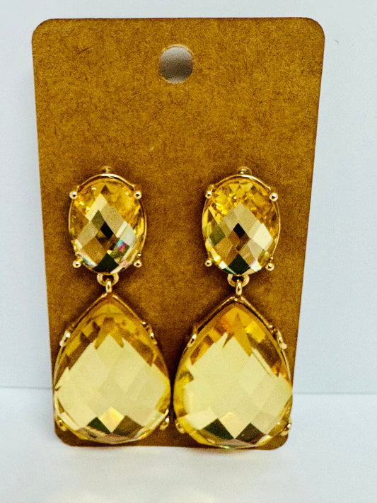 Vintage 1980s Canary Glass Drop Earrings
