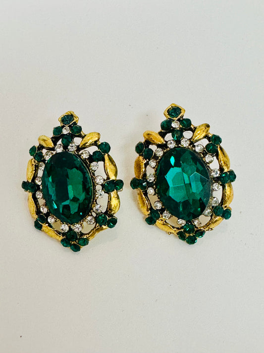 The Rhodes Vault "Royal Emerald" Baroque Statement Earrings