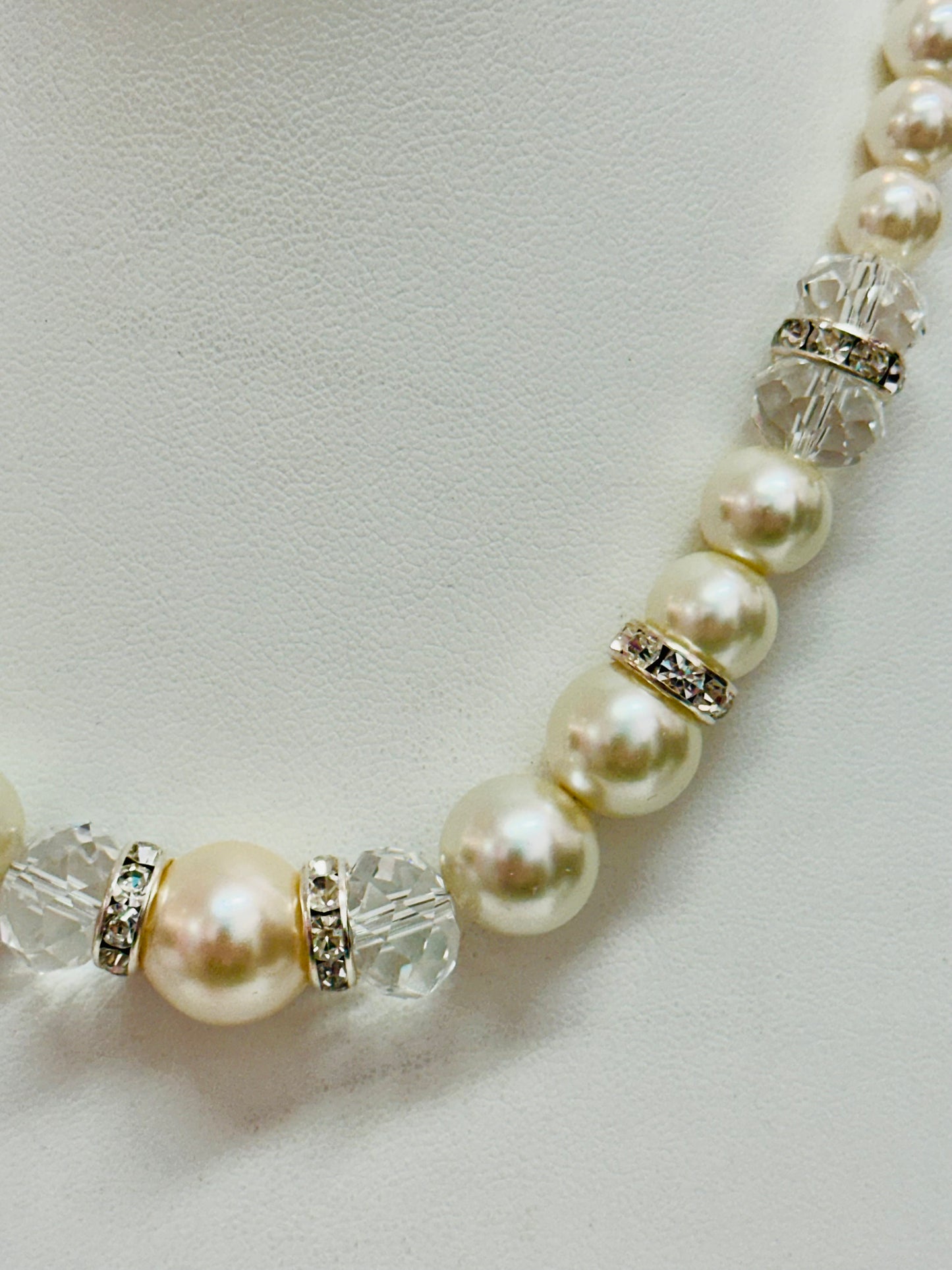 Vintage Faux Pearl Crystal Necklace
