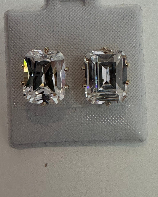 Vintage Ice-Clear Emerald Cut CZ Earrings