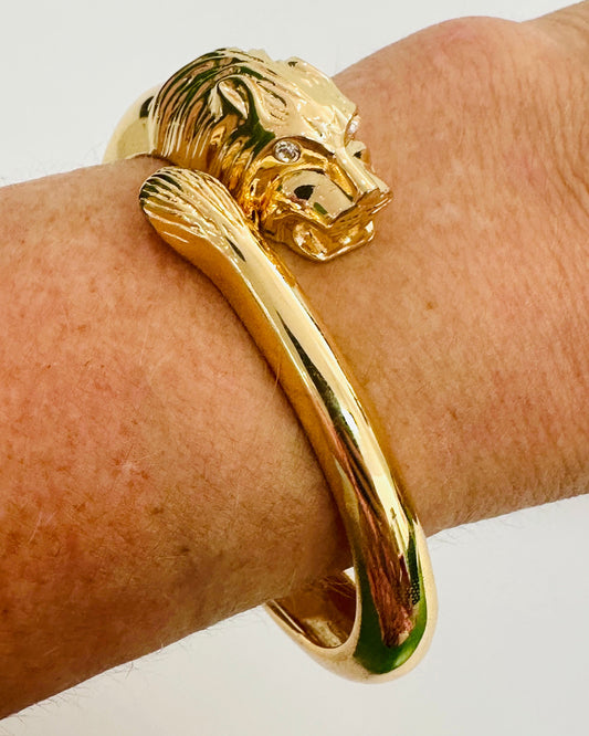Vintage Lion Head Bypass Hinge Bracelet