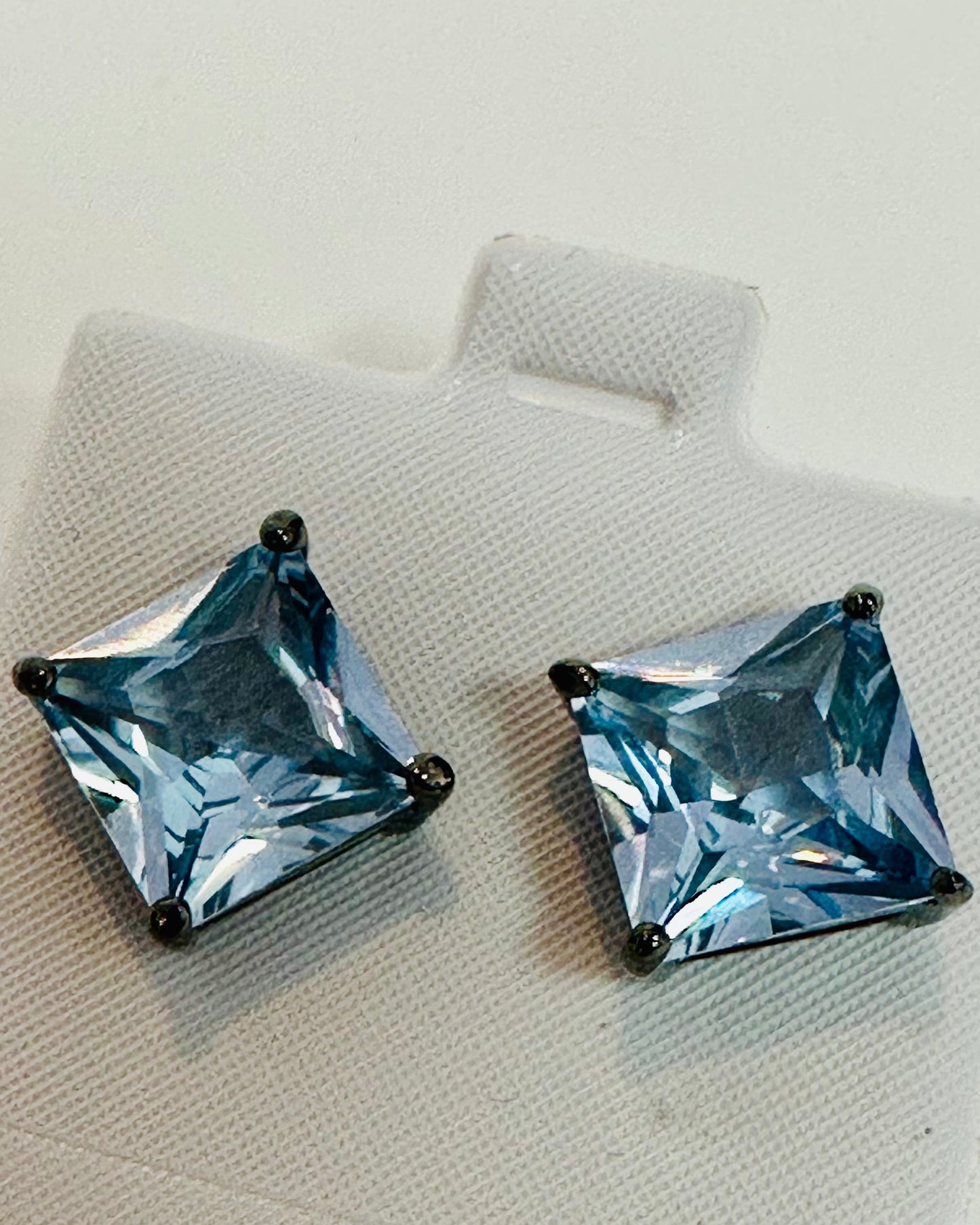 Vintage Icy Blue Princess-Cut Studs