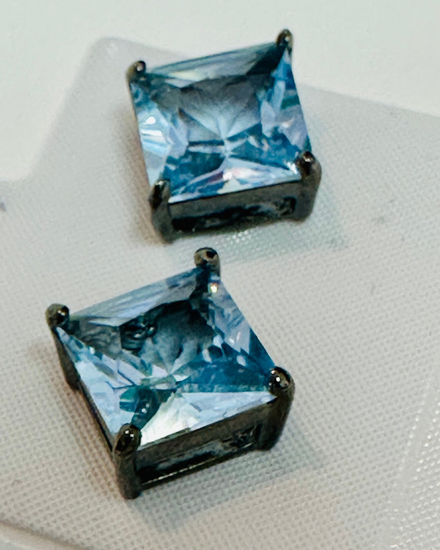 Vintage Icy Blue Princess-Cut Studs