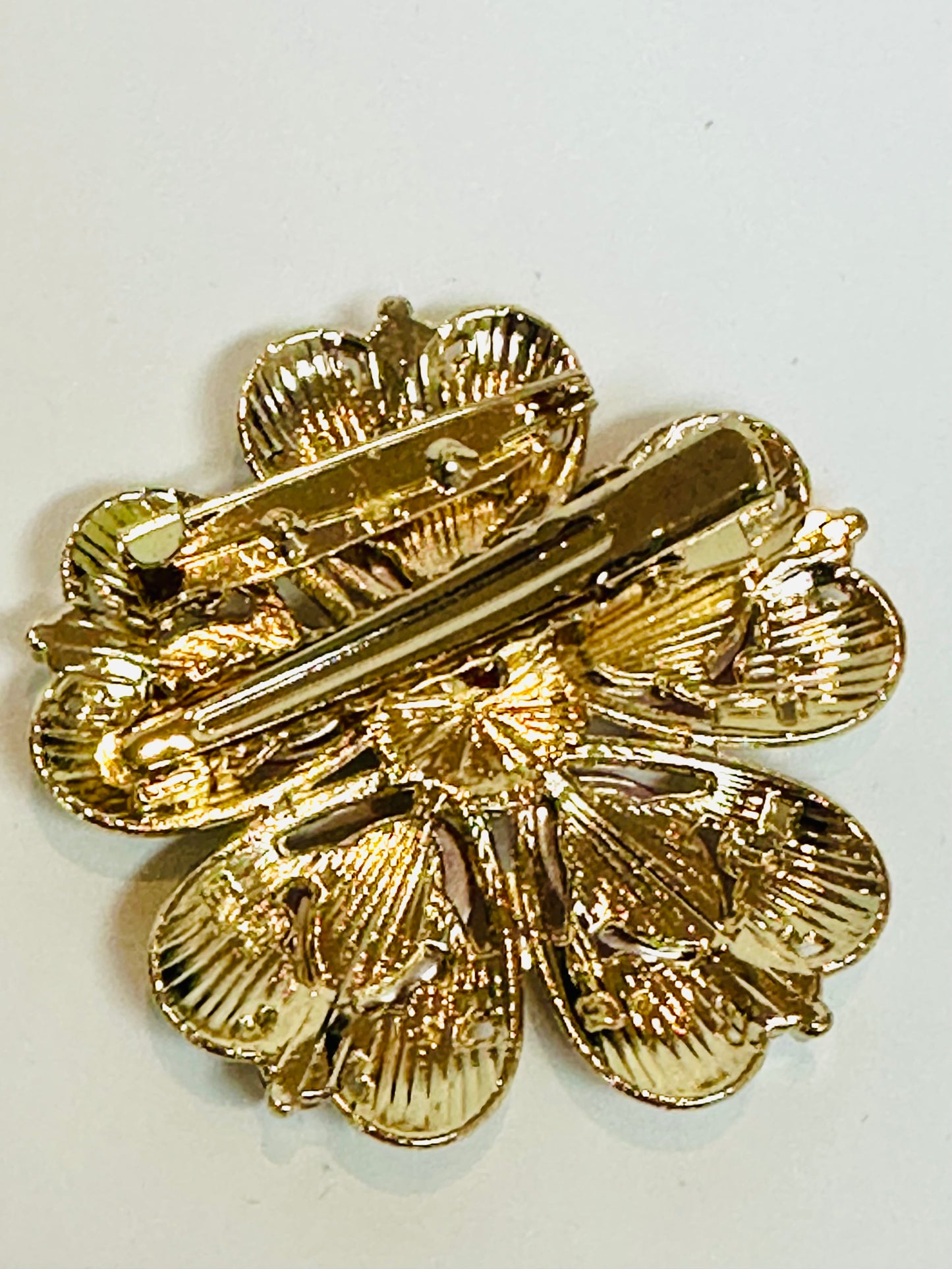 Vintage Romantic Pink Rhinestone Flower Brooch