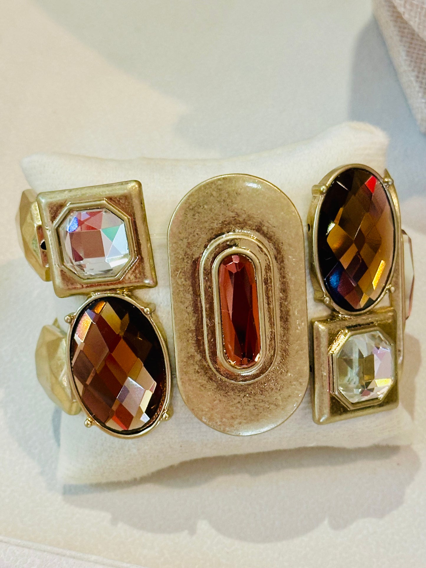 Vintage Bold Gold-Tone Geometric Statement Jewelry 3-Piece Set