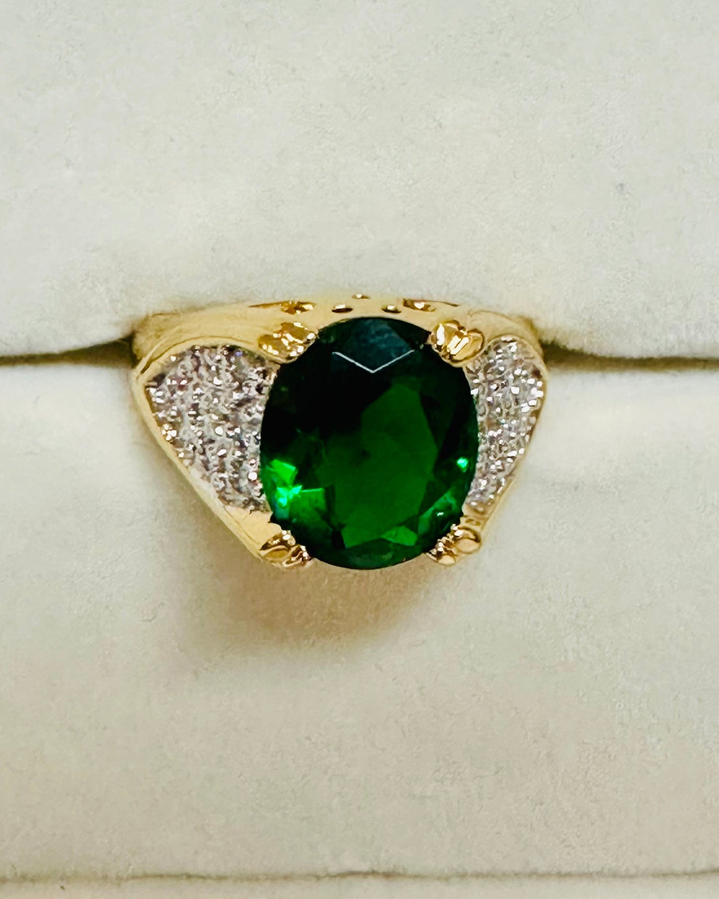 Vintage 18K Gilded Oval Pavé Cocktail Ring