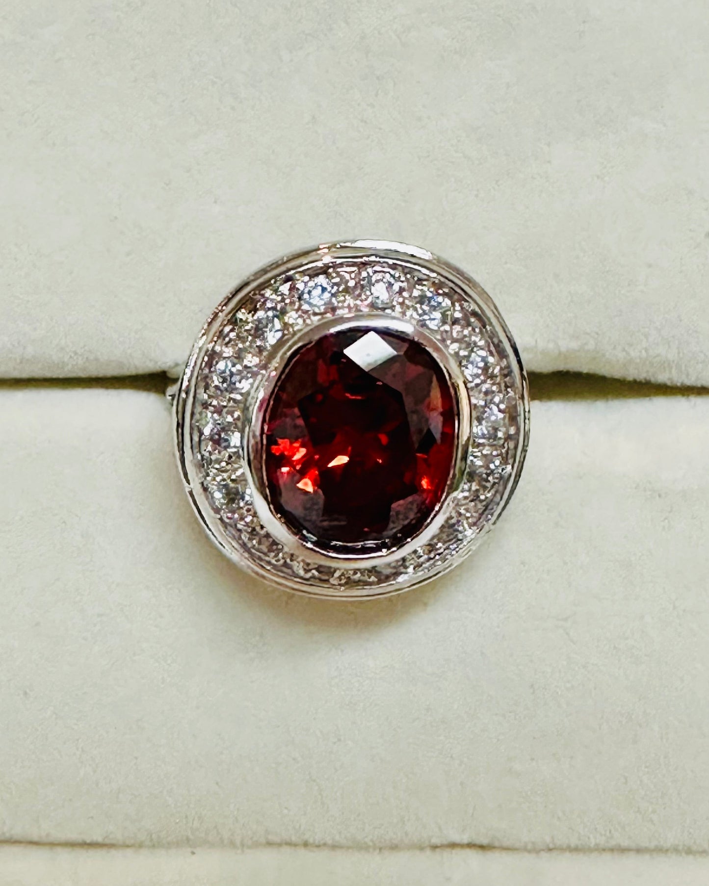 Vintage Garnet-Dupe Halo Cocktail Ring