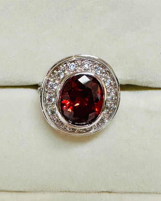 Vintage Garnet-Dupe Halo Cocktail Ring