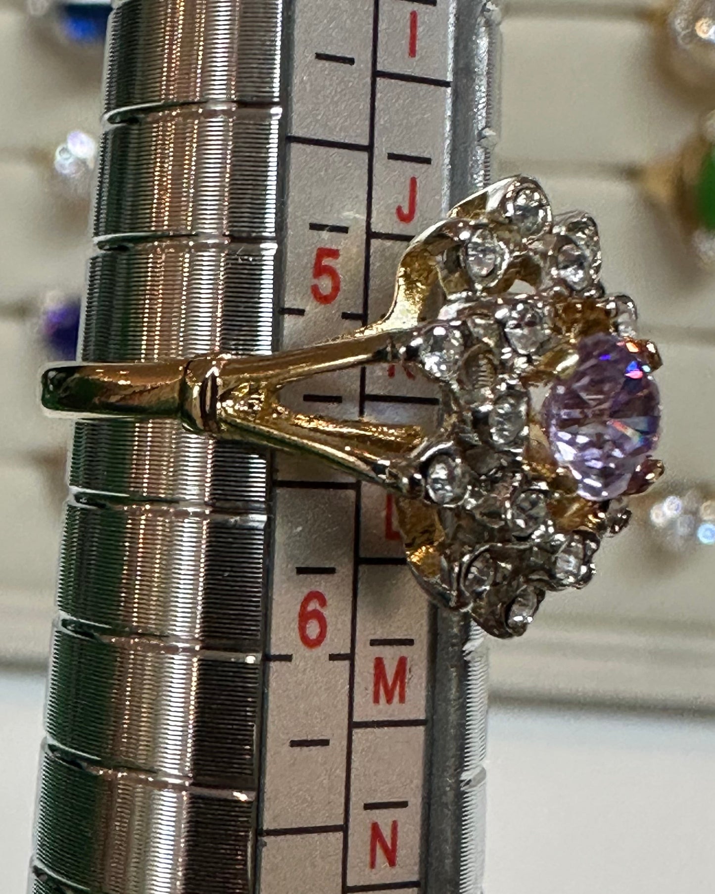 Vintage Lavender Sunburst Starburst Cocktail Ring