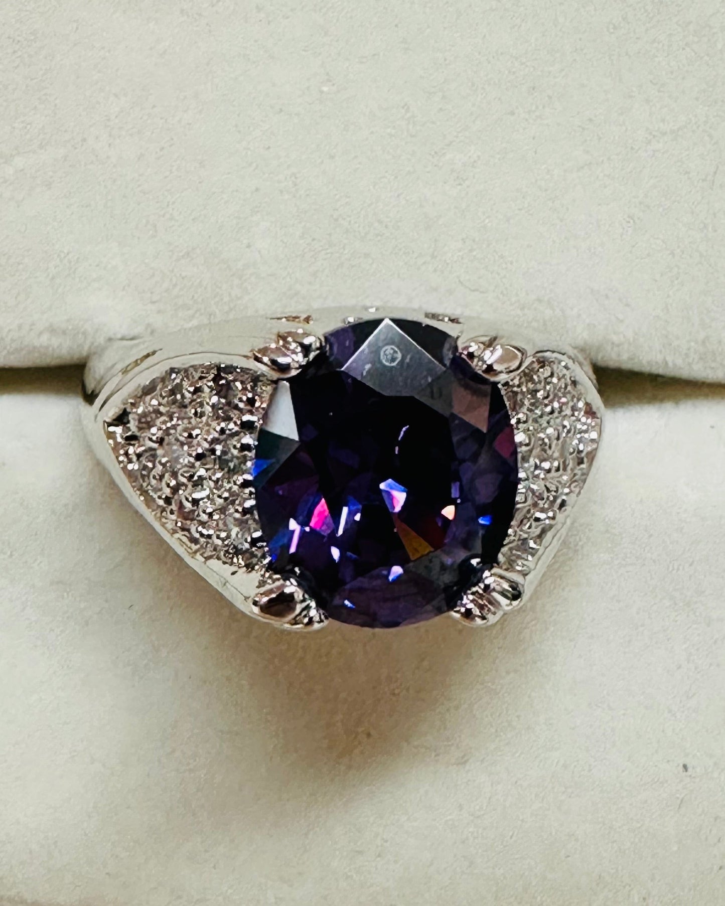 Vintage Midnight Violet Cocktail Ring