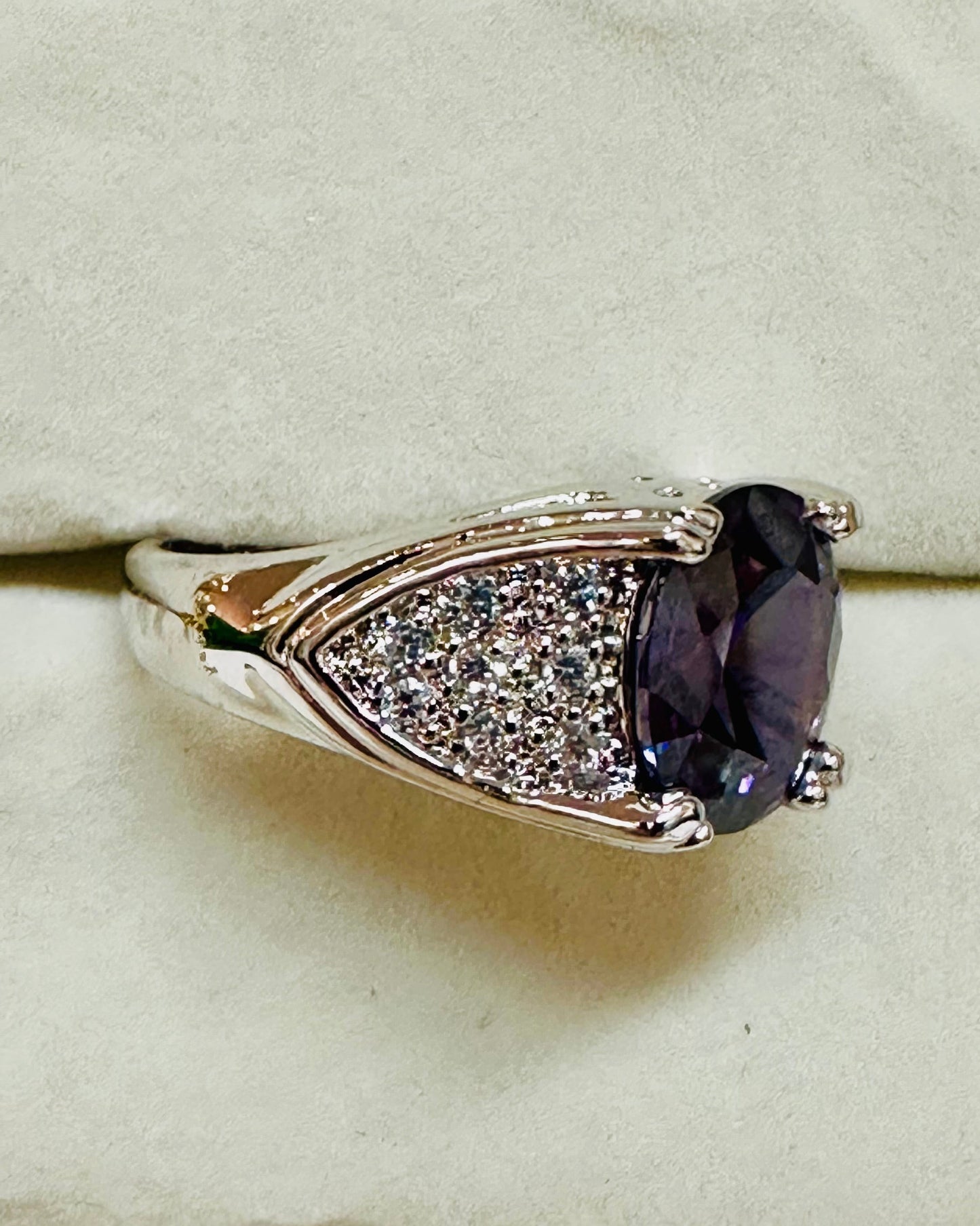 Vintage Midnight Violet Cocktail Ring