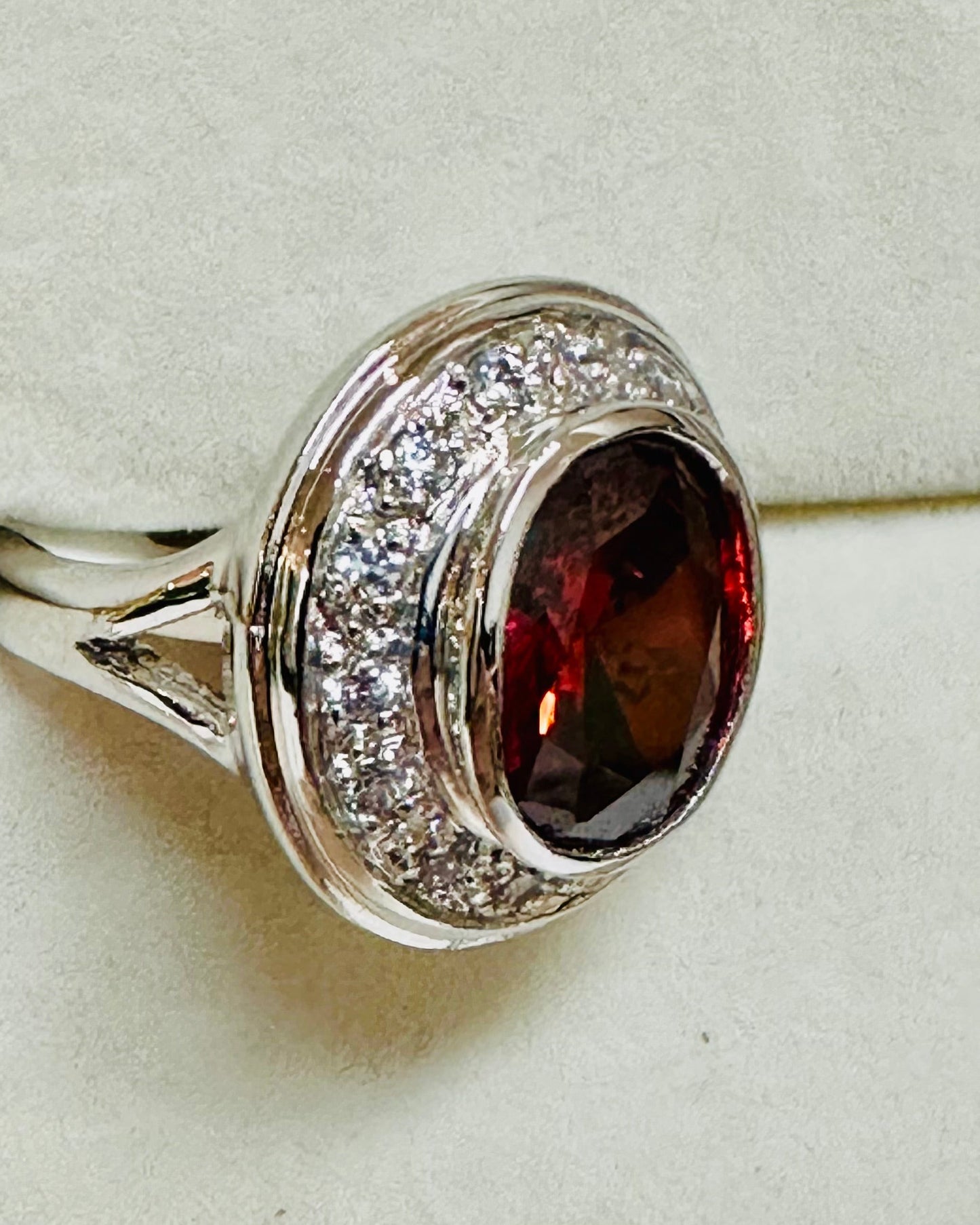 Vintage Garnet-Dupe Halo Cocktail Ring