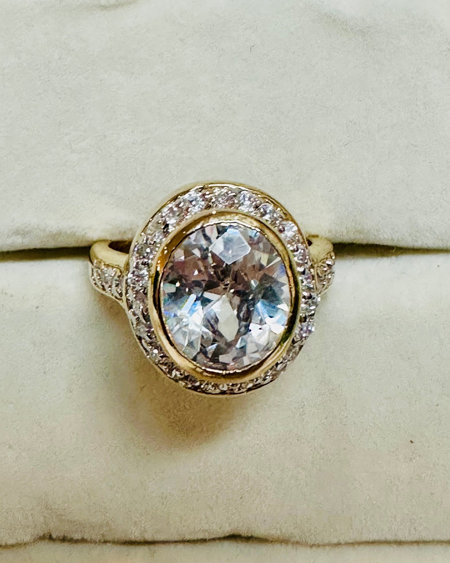Vintage CeCi 14K Gold Oval Halo Cocktail Ring