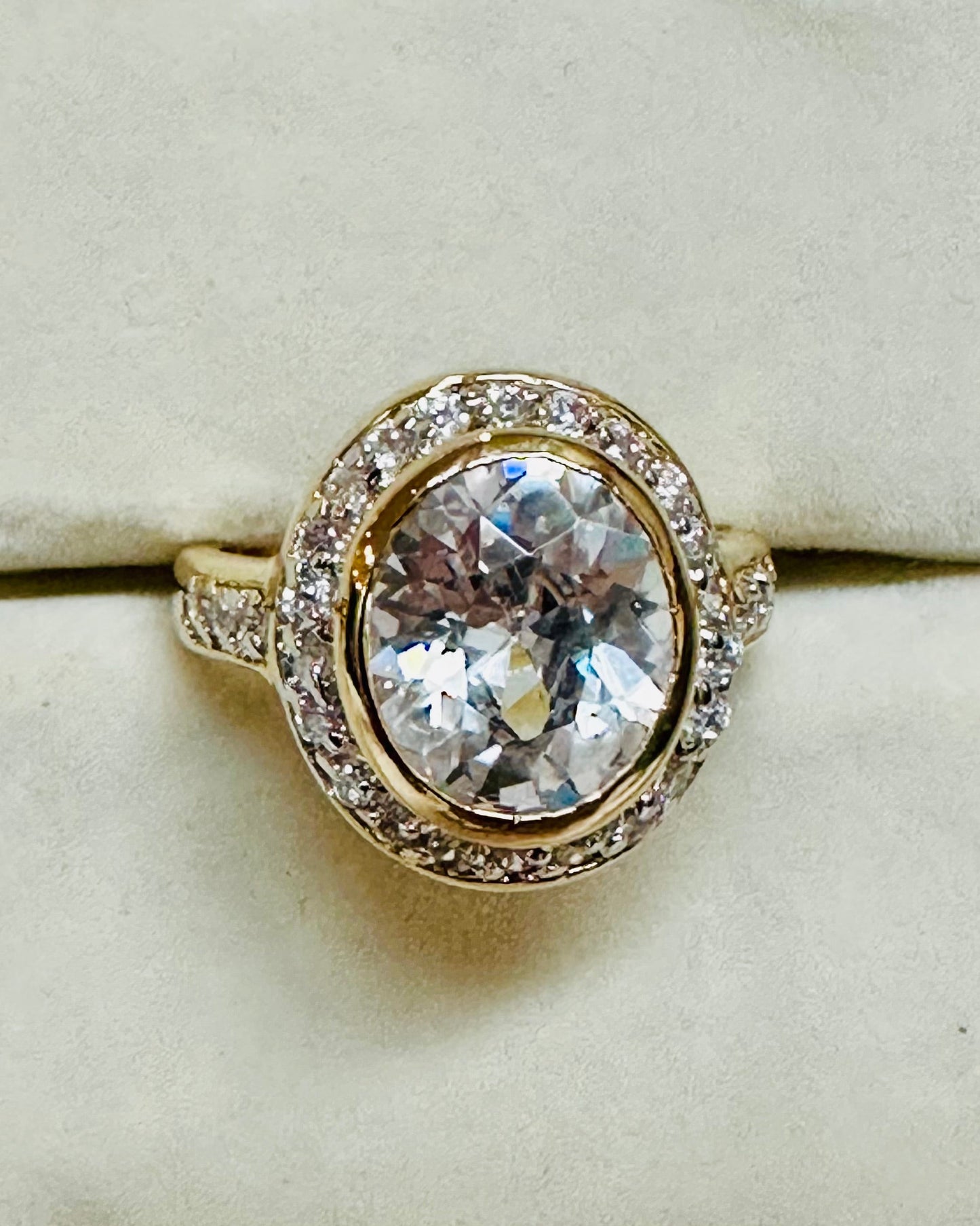 Vintage CeCi 14K Gold Oval Halo Cocktail Ring