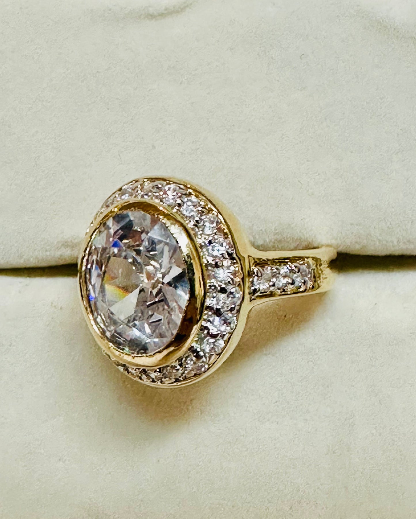 Vintage CeCi 14K Gold Oval Halo Cocktail Ring