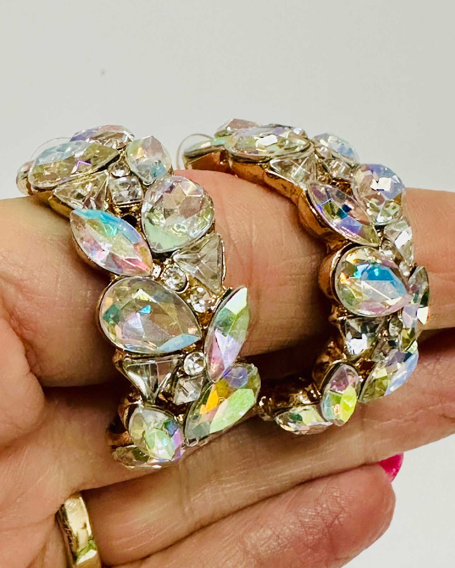 Vintage Iridescent Crystal Hoops