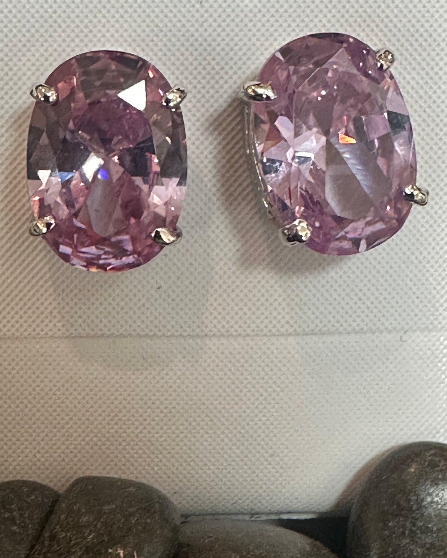 Vintage Oval Lilac Quartz Stud Earrings