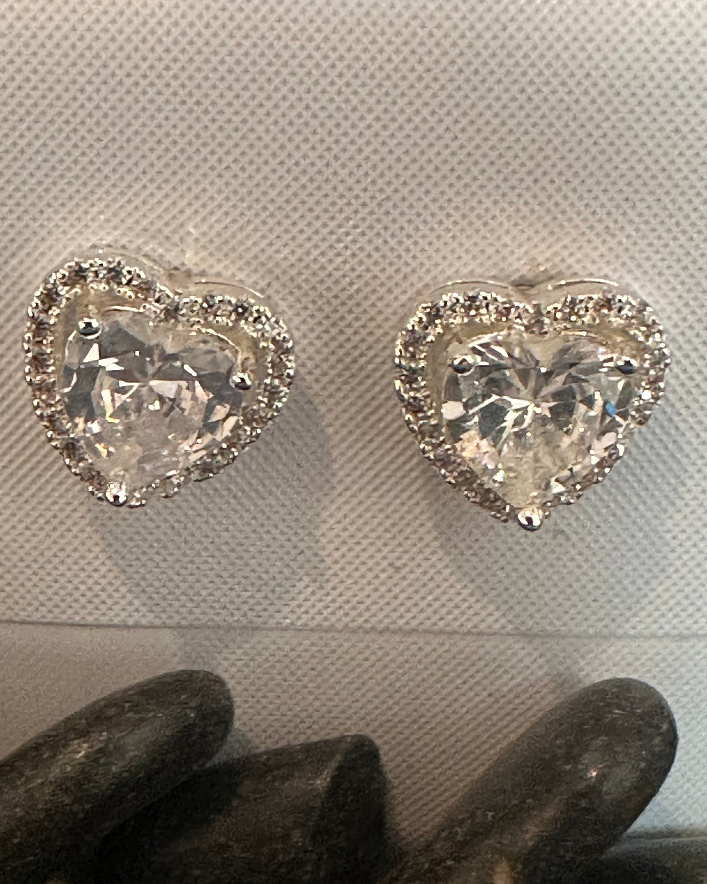 Vintage Heart-Cut CZ Halo Studs