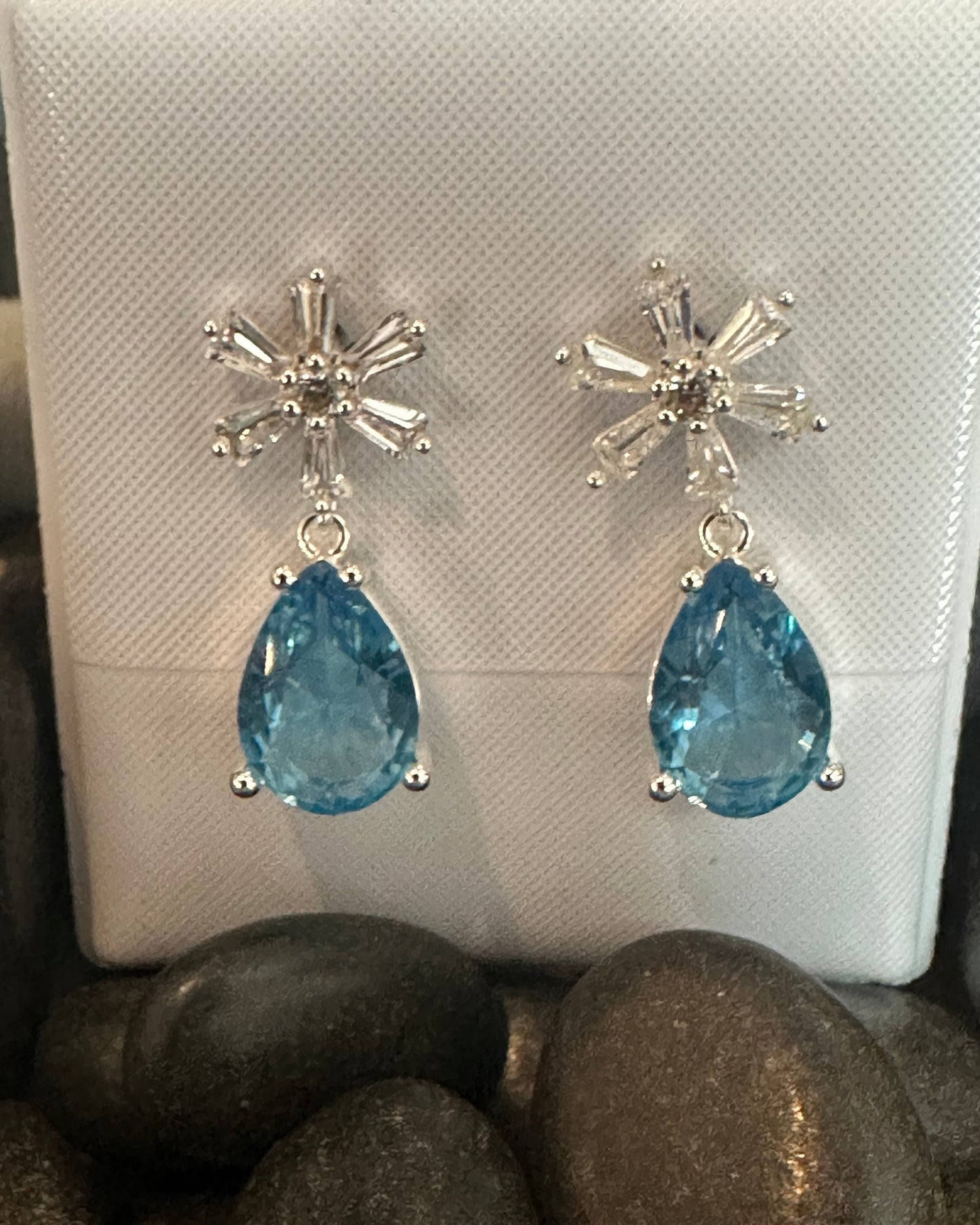 Vintage Snowflake CZ Drop Earrings
