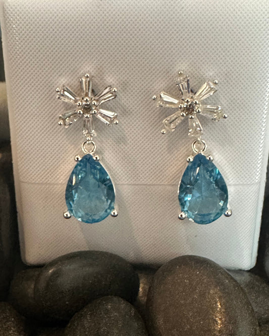 Vintage Snowflake CZ Drop Earrings