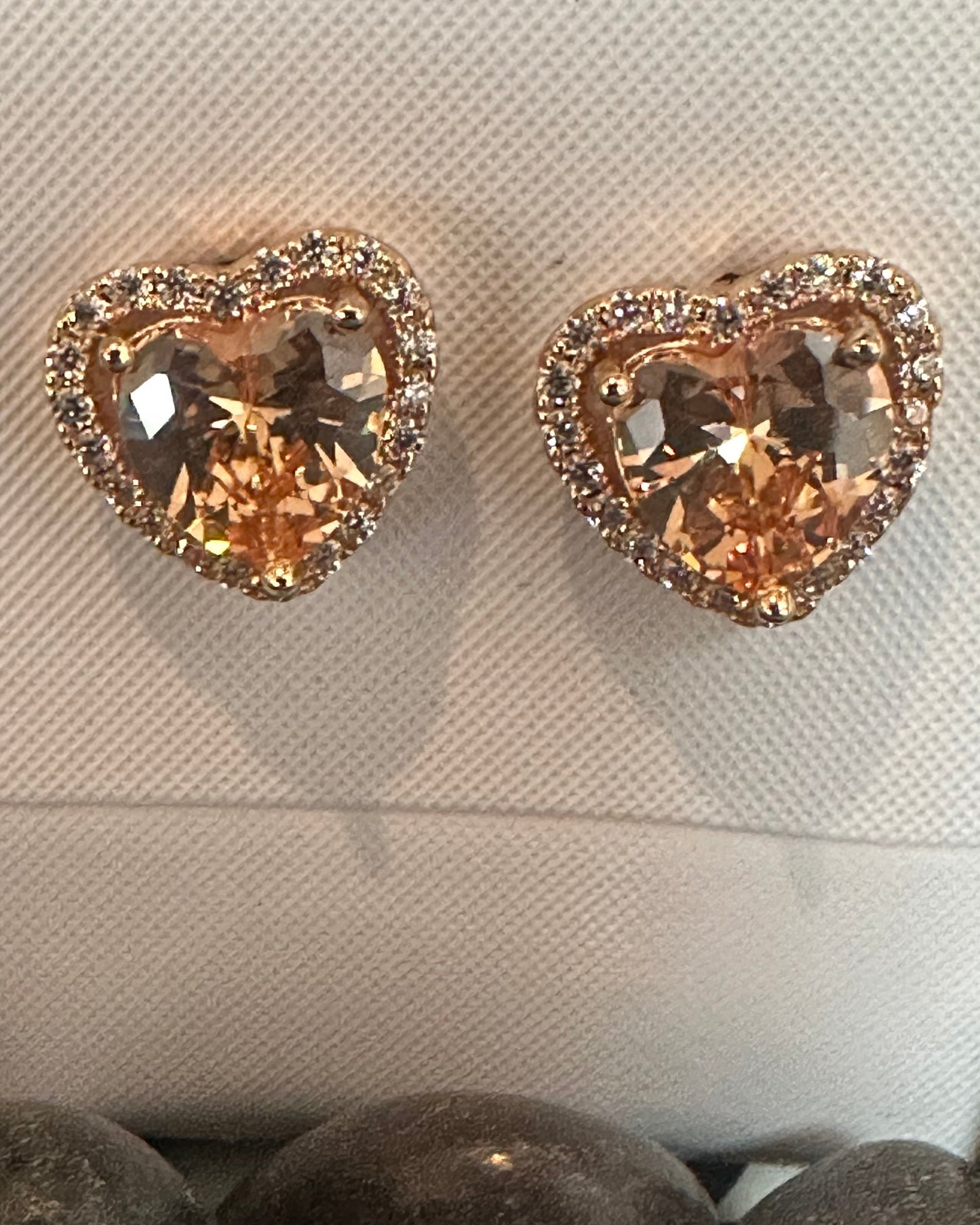 Vintage Heart-Cut CZ Halo Studs
