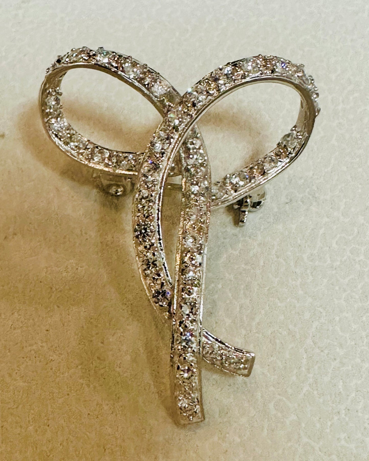 Vintage Pavé Infinity Ribbon Loop Brooch
