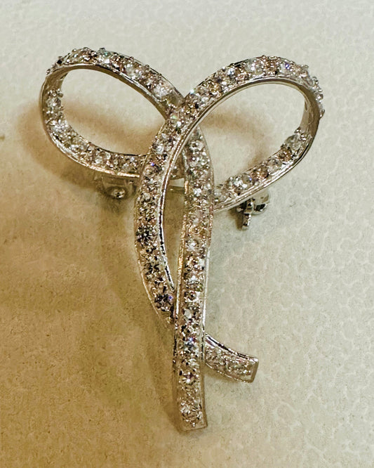 Vintage Pavé Infinity Ribbon Loop Brooch