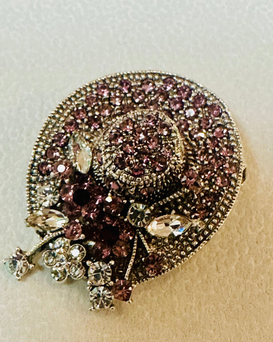 Vintage Pavé Southern Belle Sun Hat Brooch
