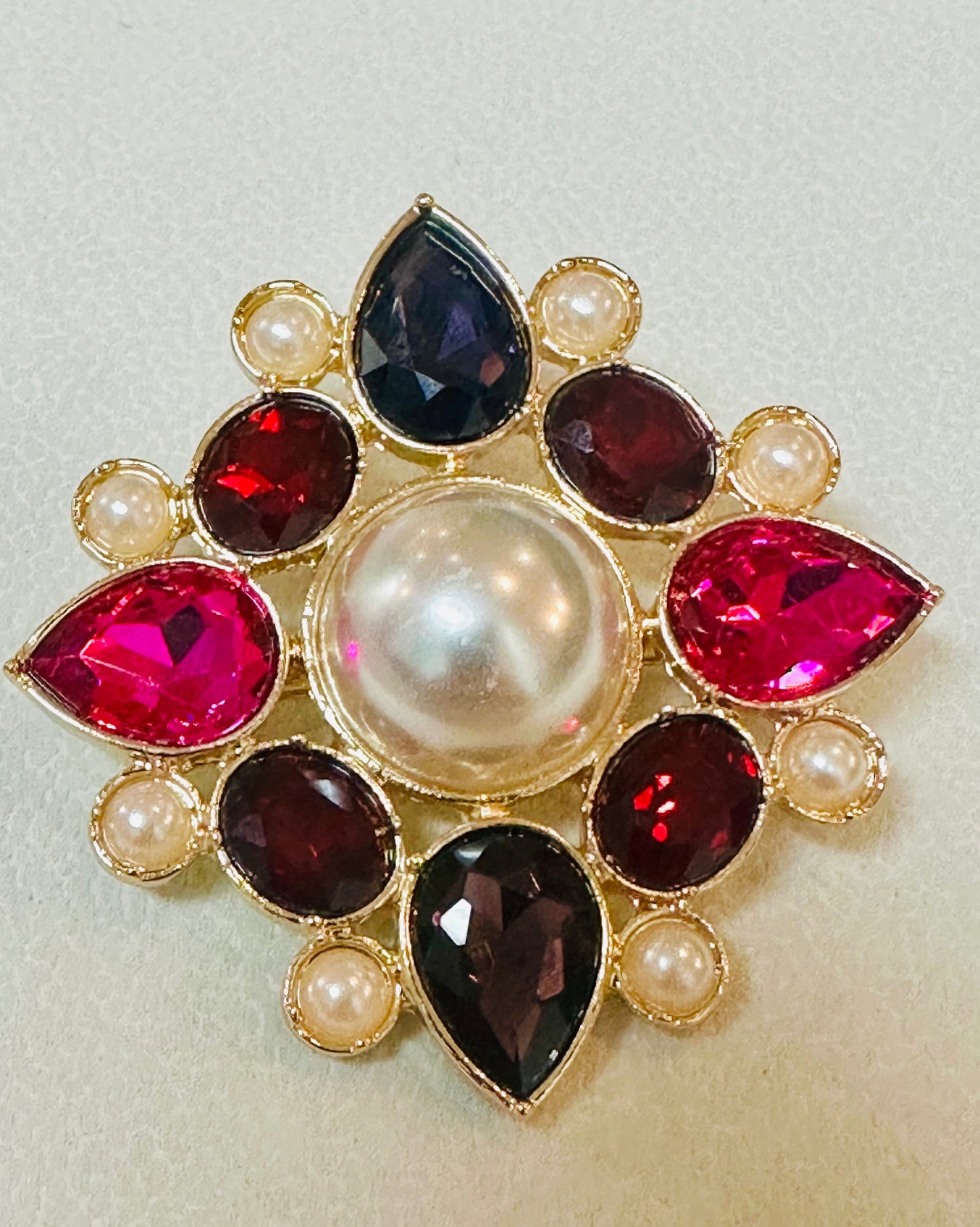 Vintage Byzantine Mosaic Focal Pearl Brooch