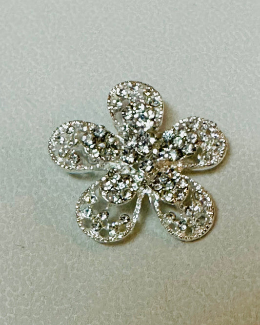 Vintage Pavé Forget-Me-Not Filigree Brooch