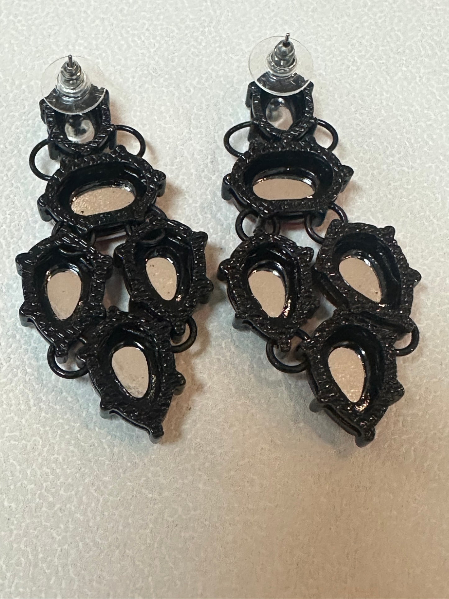 Vintage Emerald & Lavender Rhinestone Chandelier Earrings