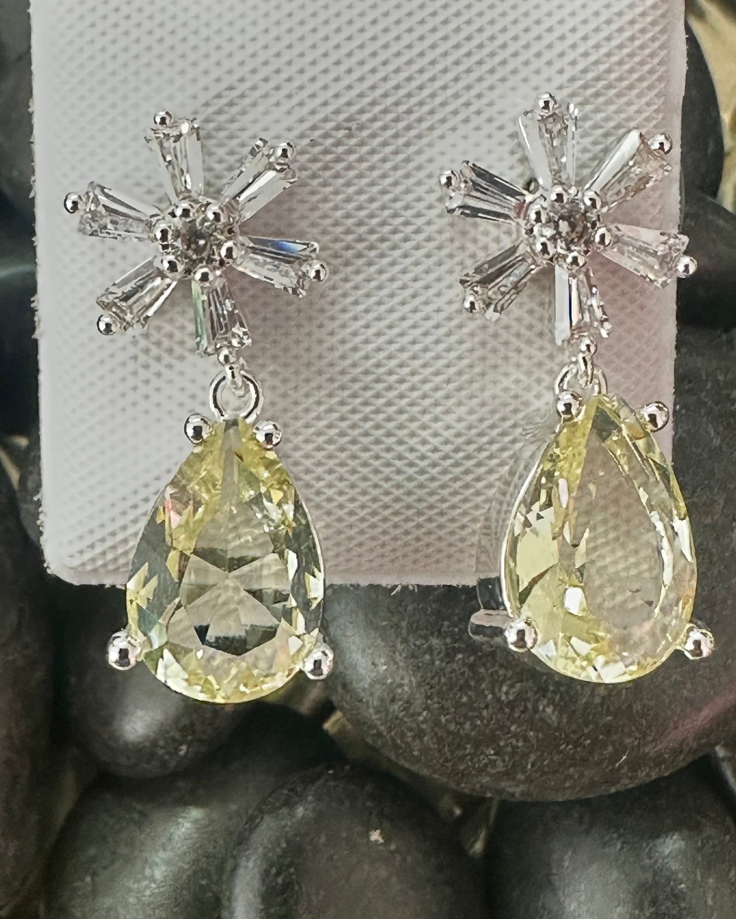 Vintage Snowflake CZ Drop Earrings