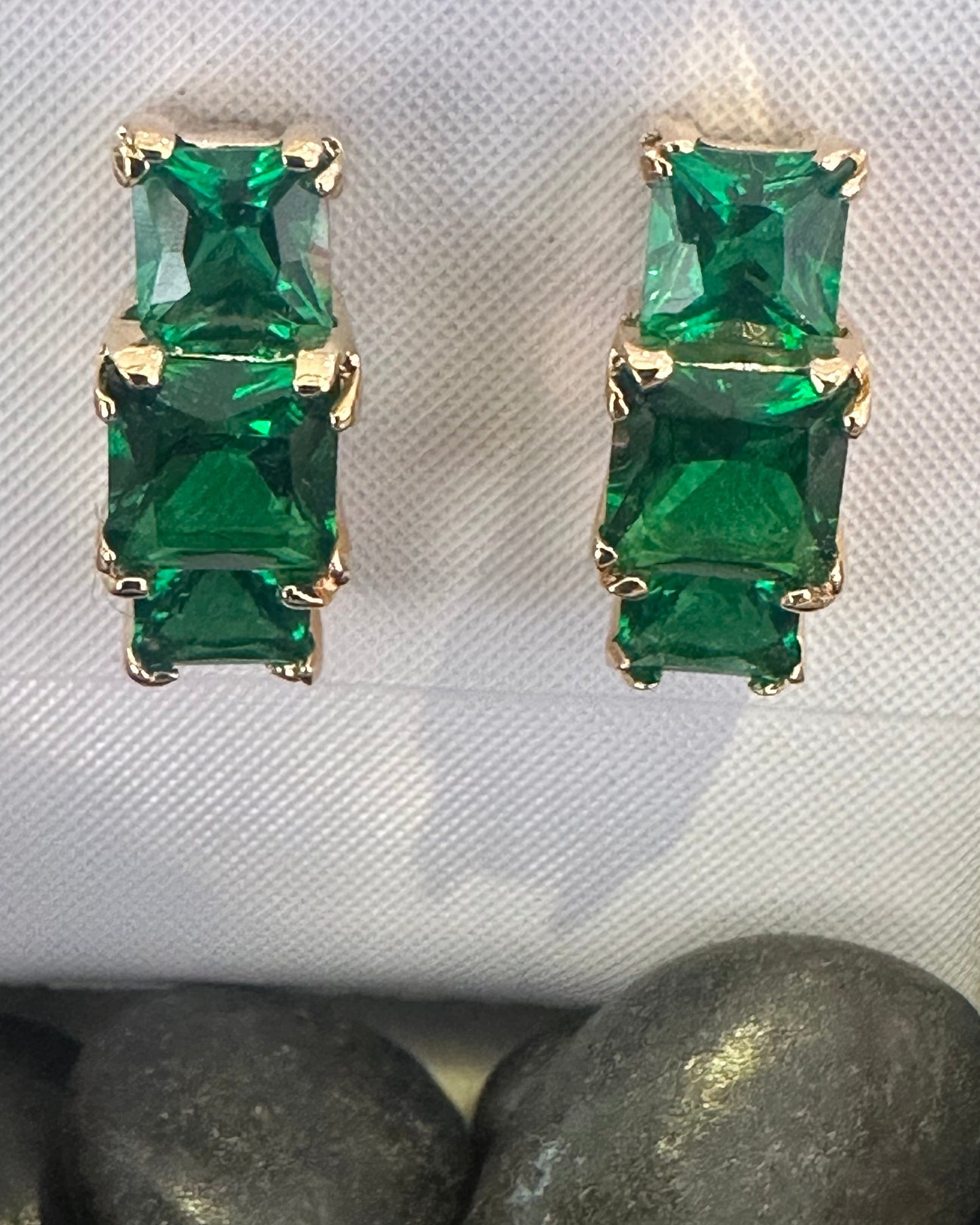 Vintage Triple Tiered CZ Earrings