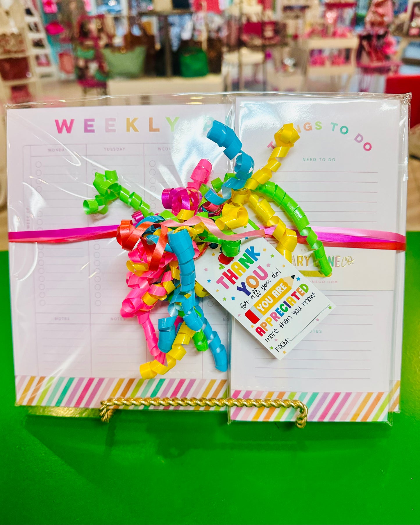 Rainbow Stripes Weekly Planner & Notepads Gift