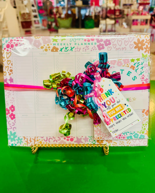 Pink Rainbow Garden Weekly Planner & Notepad Gift