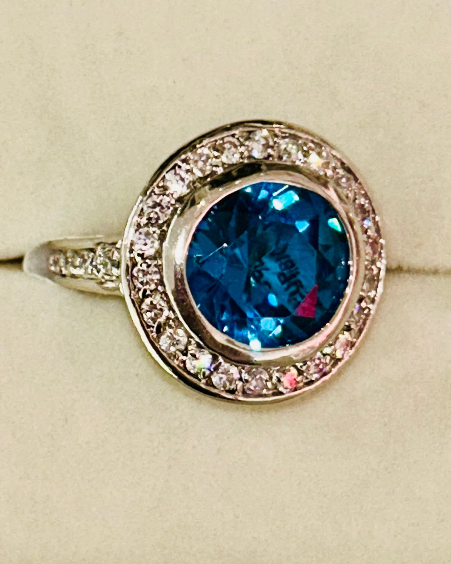 Vintage Royal Blue Medallion Halo Ring