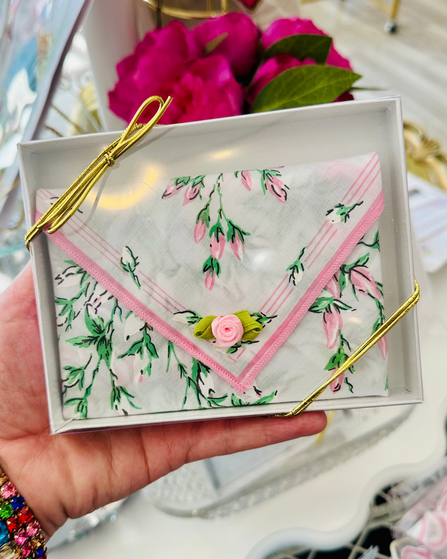 Hankie Envelope  Sachet- Pink Roses