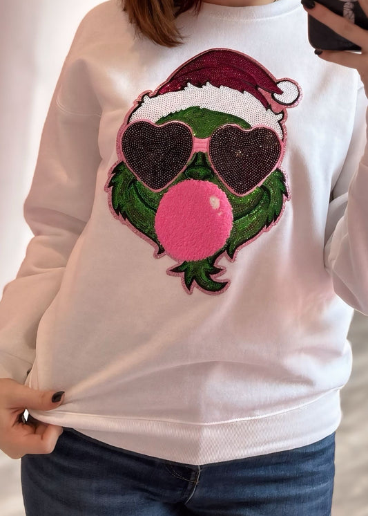 Sequin Grinch Bubblegum Sweatshirt