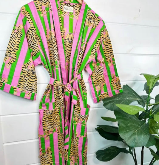 Tiger Print Kimono Cover-Up Duster