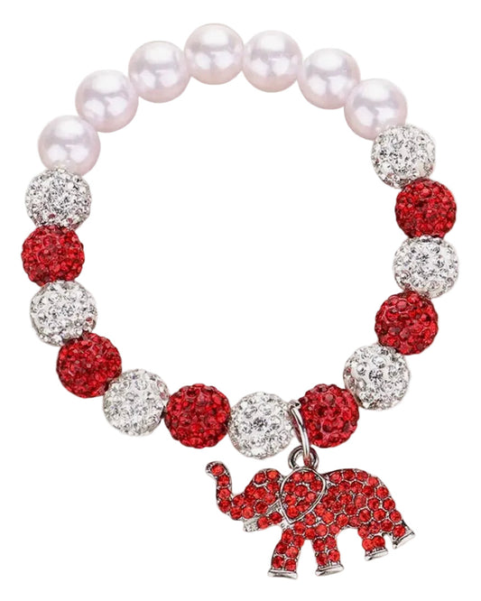 Elephant Game Day Shamballa Stretch Bracelet